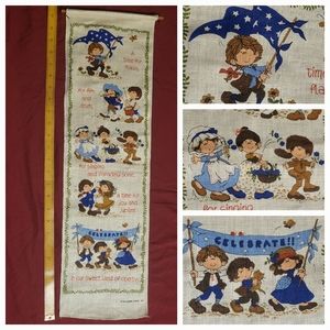 Vintage 1980s Hallmark Patriotic Fabric Wall Hanging decor 80s USA 🇺🇸